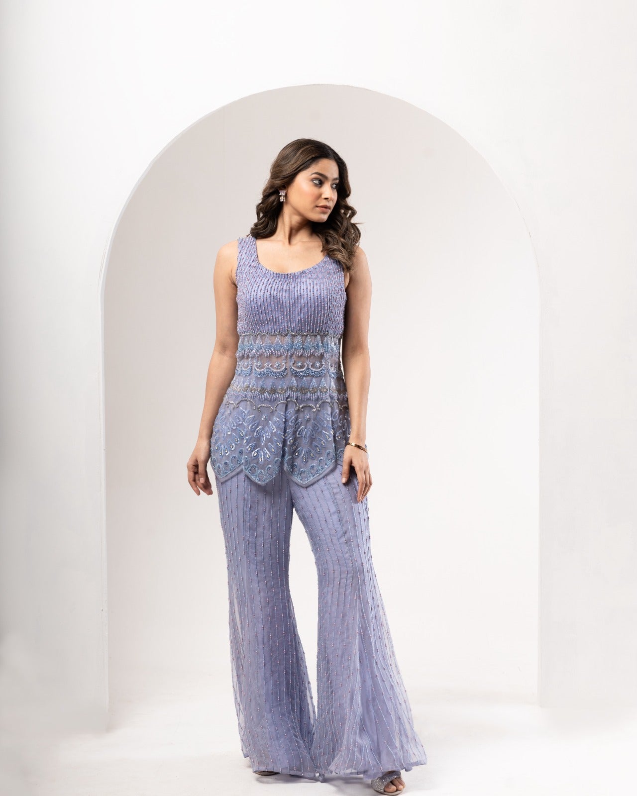 Lavender Sahara Suit | Peplum Sahara Set | Rivoshia