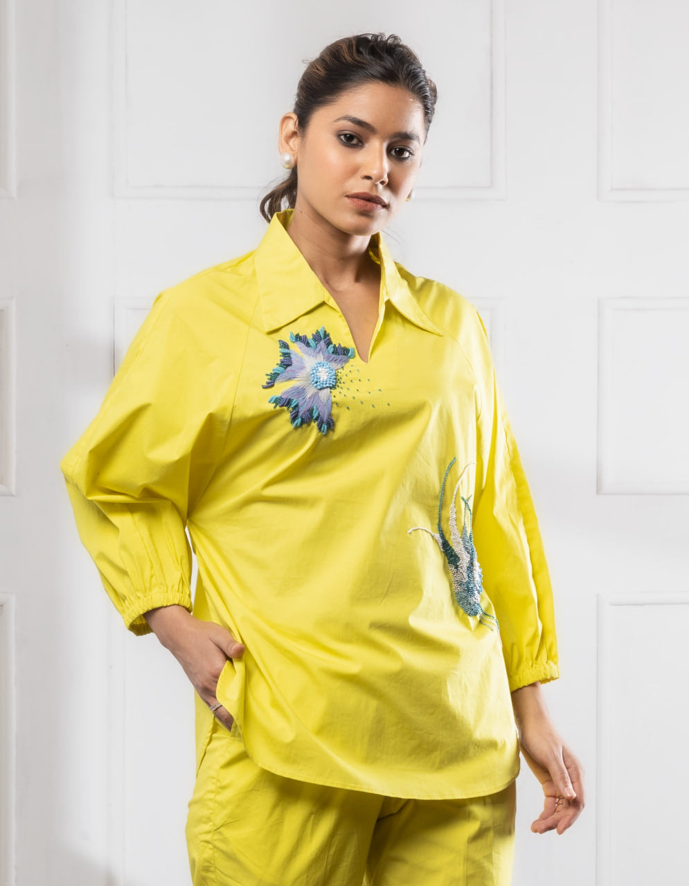 Yellow Co-Ord Set | Yellow Cotton Co-Ord Set | Rivoshia