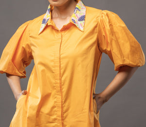 Tangerine Collar Dress | Tangerine Cotton Dress | Rivoshia