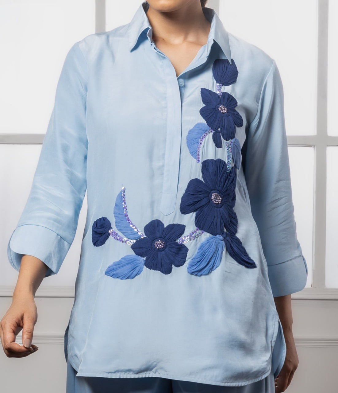 Sky Blue Coord Shirt | Coord Printed Shirt | Rivoshia