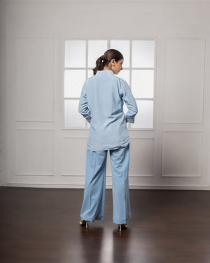 Sky Blue Coord Shirt | Coord Printed Shirt | Rivoshia