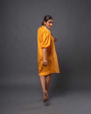 Tangerine Collar Dress | Tangerine Cotton Dress | Rivoshia